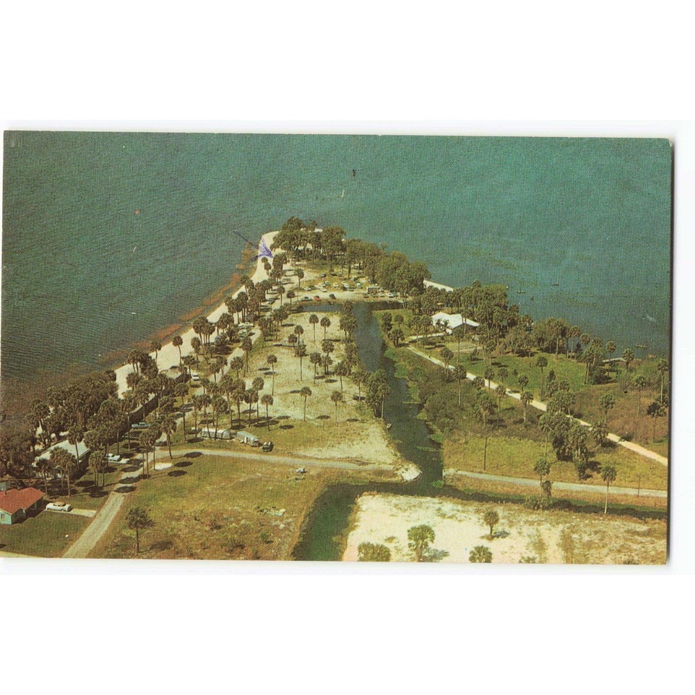 Treasure Island Resort Leesburg Florida FL Chrome Postcard Lake Griffin Aerial